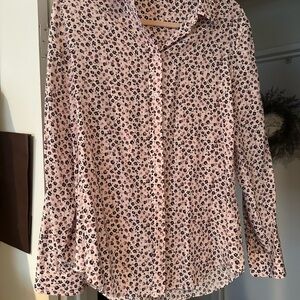 Cream Long Sleeve Button Down Shirt with Notched Collar